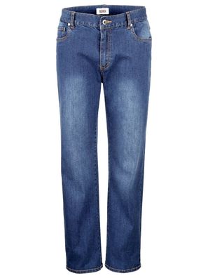 Roger Kent modische Stretch Jeans Waschoptik Nieten 5 Pocket Blau Gr 28 W42 L32