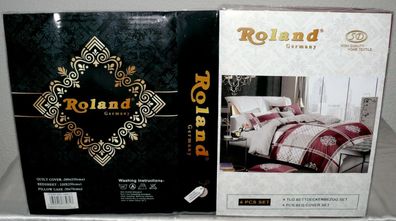 Roland 34617 Bettwäsche 200x220 4TLG. Bettdeckenbezug Set Ornamenten Weinrot N8