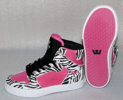 Supra Vaiders S11208K HI Cut Kinder Schuhe Freizeit Sneaker 30 UK11 Pink Zebra