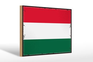 Holzschild Flagge Ungarns 30x20 cm Retro Flag of Hungary Deko Schild wooden sign