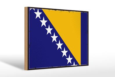 Holzschild Flagge Bosnien und Herzegowina 30x20 cm Retro Deko Schild wooden sign