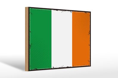 Holzschild Flagge Irlands 30x20 cm Retro Flag of Ireland Deko Schild wooden sign