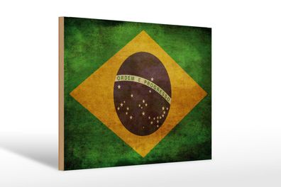 Holzschild Flagge 30x20 cm Brasilien Geschenk Holz Deko Schild wooden sign