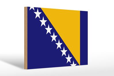 Holzschild Flagge Bosnien und Herzegowina 30x20 cm Flag Deko Schild wooden sign