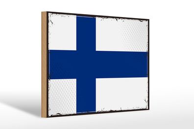 Holzschild Flagge Finnlands 30x20 cm Retro Flag of Finland Deko Schild wooden sign