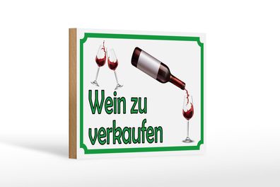 Holzschild Hinweis 18x12 cm Wein zu verkaufen Alkohol Deko Schild wooden sign
