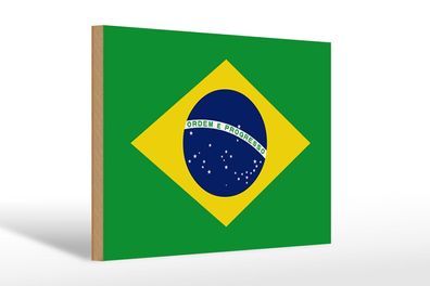 Holzschild Flagge Brasiliens 30x20 cm Flag of Brazil Deko Schild wooden sign