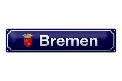Blechschild Straßenschild 46x10cm Bremen Wappen Metall Deko Schild tin sign