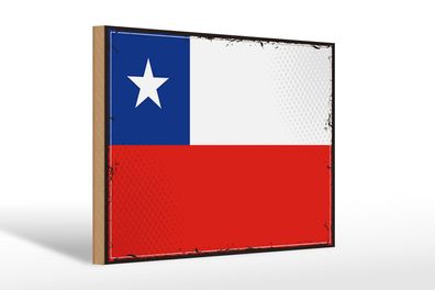 Holzschild Flagge Chiles 30x20 cm Retro Flag of Chile Deko Schild wooden sign