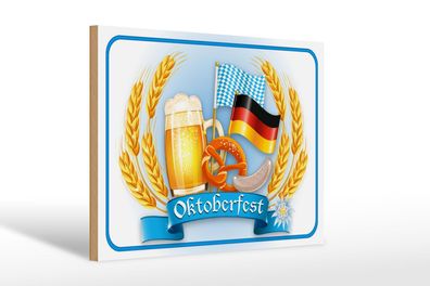 Holzschild Hinweis 30x20cm Oktoberfest Bier Brezel Wurst Deko Schild wooden sign