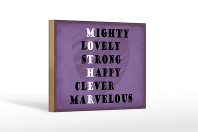 Holzschild Spruch 18x12 cm Mother mighty lovely happy Mama Schild wooden sign