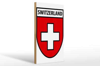 Holzschild Flagge 20x30 cm Switzerland Schweiz Wappen Deko Schild wooden sign