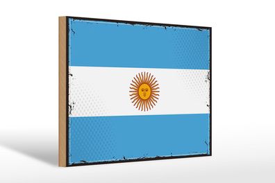 Holzschild Flagge Argentinien 30x20cm Retro Flag Argentina Deko Schild wooden sign