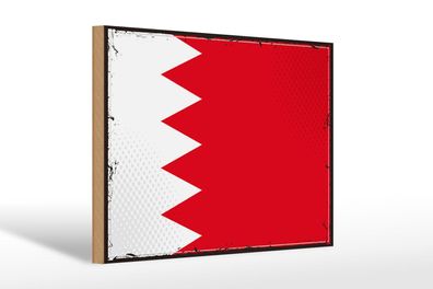 Holzschild Flagge Bahrains 30x20 cm Retro Flag of Bahrain Deko Schild wooden sign