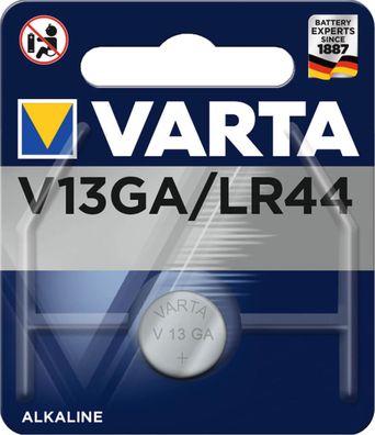 Varta Knopfzelle Alkali-Mangan LR44 1er Blister LR1154 357A GPA76 82 1,5V 4276 ...