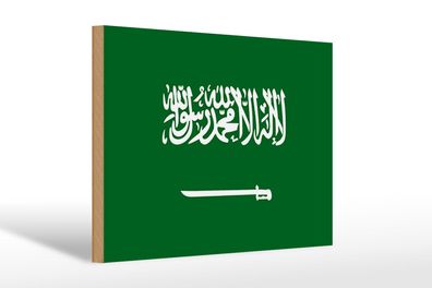 Holzschild Flagge Saudi-Arabien 30x20 cm Flag Saudi Arabia Deko Schild wooden sign