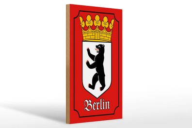 Holzschild Hinweis 20x30 cm Berlin Wappen Bundesland Deko Schild wooden sign