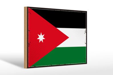 Holzschild Flagge Jordaniens 30x20 cm Retro Flag of Jordan Deko Schild wooden sign