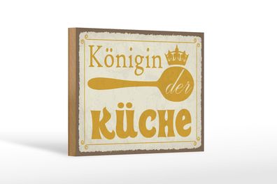 Holzschild Spruch 18x12 cm Königin der Küche Krone Deko Schild wooden sign