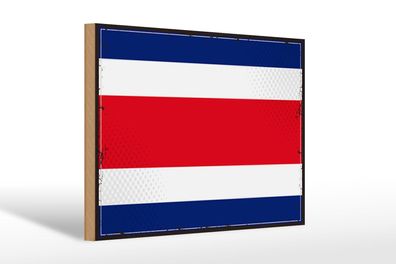 Holzschild Flagge Costa Ricas 30x20 cm Retro Costa Rica Deko Schild wooden sign