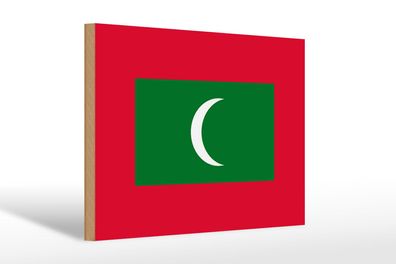 Holzschild Flagge Malediven 30x20 cm Flag of the Maldives Deko Schild wooden sign