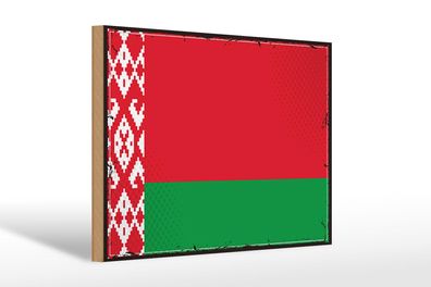Holzschild Flagge Weißrussland 30x20 cm Retro Flag Belarus Deko Schild wooden sign