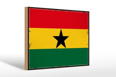 Holzschild Flagge Ghanas 30x20 cm Retro Flag of Ghana Deko Schild wooden sign