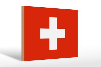 Holzschild Flagge Schweiz 30x20 cm Flag of Switzerland Deko Schild wooden sign