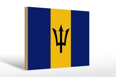Holzschild Flagge Barbados 30x20 cm Flag of Barbados Deko Schild wooden sign
