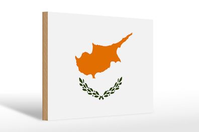 Holzschild Flagge Zypern 30x20 cm Flag of Cyprus Deko Schild wooden sign