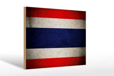 Holzschild Flagge 30x20cm Thailand Fahne Holz Wanddeko Deko Schild wooden sign