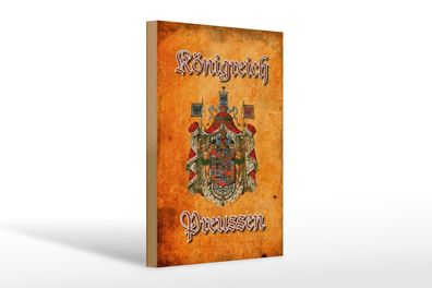 Holzschild Spruch 20x30 cm Königreich Preussen Wappen Wanddeko Schild wooden sign