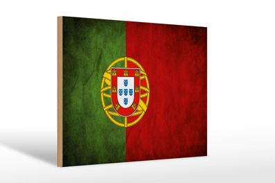 Holzschild Flagge 30x20 cm Portugal Fahne Holz Deko Schild wooden sign
