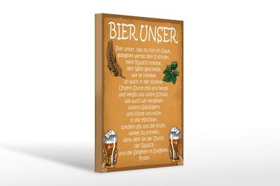 Holzschild Spruch 20x30 cm Bier unser in Ewigkeit Prost Deko Schild wooden sign
