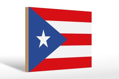 Holzschild Flagge Puerto Ricos 30x20cm Flag of Puerto Rico Deko Schild wooden sign