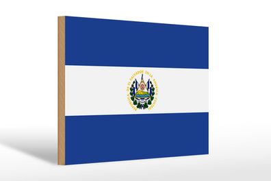 Holzschild Flagge El Salvadors 30x20cm Flag of El Salvador Deko Schild wooden sign