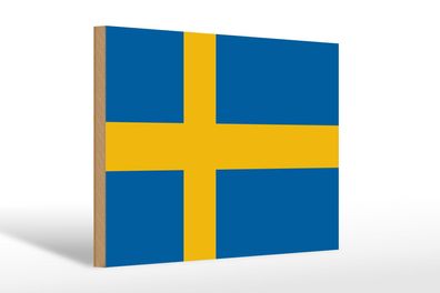 Holzschild Flagge Schwedens 30x20 cm Flag of Sweden Deko Schild wooden sign