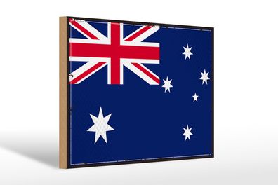 Holzschild Flagge Australien 30x20 cm Retro Flag Australia Deko Schild wooden sign