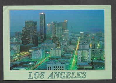 Postkarte USA Los Angeles Innenstadt bei Dämmerung gelaufen nach Nürnberg