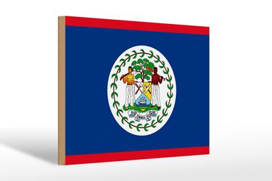 Holzschild Flagge Belizes 30x20 cm Flag of Belize Deko Schild wooden sign