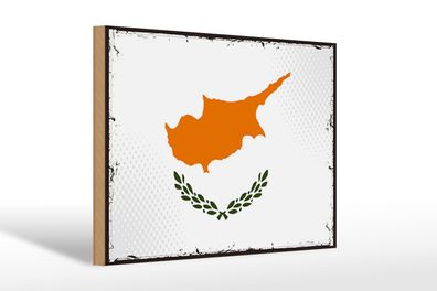 Holzschild Flagge Zypern 30x20 cm Retro Flag of Cyprus Deko Schild wooden sign