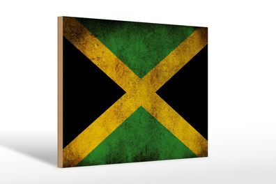 Holzschild Flagge 30x20 cm Jamaika Fahne Holz Deko Schild wooden sign