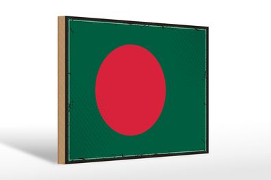 Holzschild Flagge Bangladesch 30x20 cm Retro Bangladesh Deko Schild wooden sign