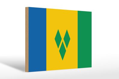 Holzschild Flagge Saint Vincent und Grenadinen 30x20 cm Deko Schild wooden sign