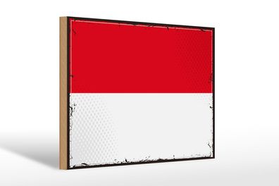 Holzschild Flagge Indonesiens 30x20 cm Retro Flag Indonesia Deko Schild wooden sign