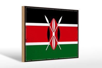 Holzschild Flagge Kenias 30x20 cm Retro Flag of Kenya Deko Schild wooden sign