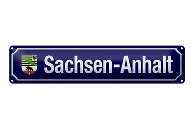 Blechschild Straßenschild 46x10 cm Sachsen - Anhalt Wappen Deko Schild tin sign