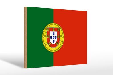 Holzschild Flagge Portugals 30x20 cm Flag of Portugal Deko Schild wooden sign