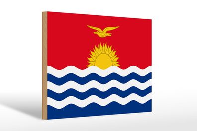 Holzschild Flagge Kiribatis 30x20 cm Flag of Kiribati Deko Schild wooden sign