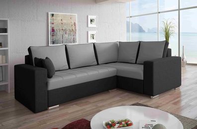 FURNIX Schlaf-Ecksofa Valerys BIS L-Form Bettkasten SA14 + SA21 Schwarz Grau